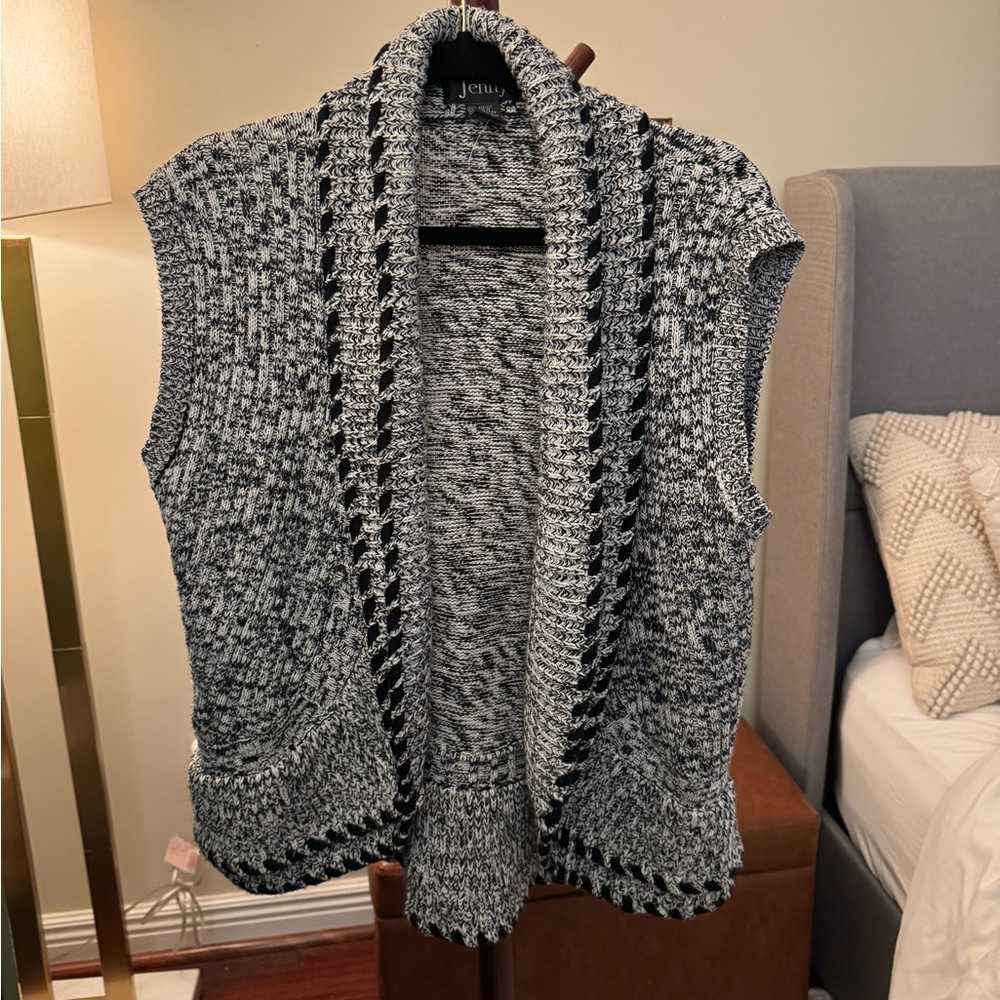 Jenny Black and White Knit Vest